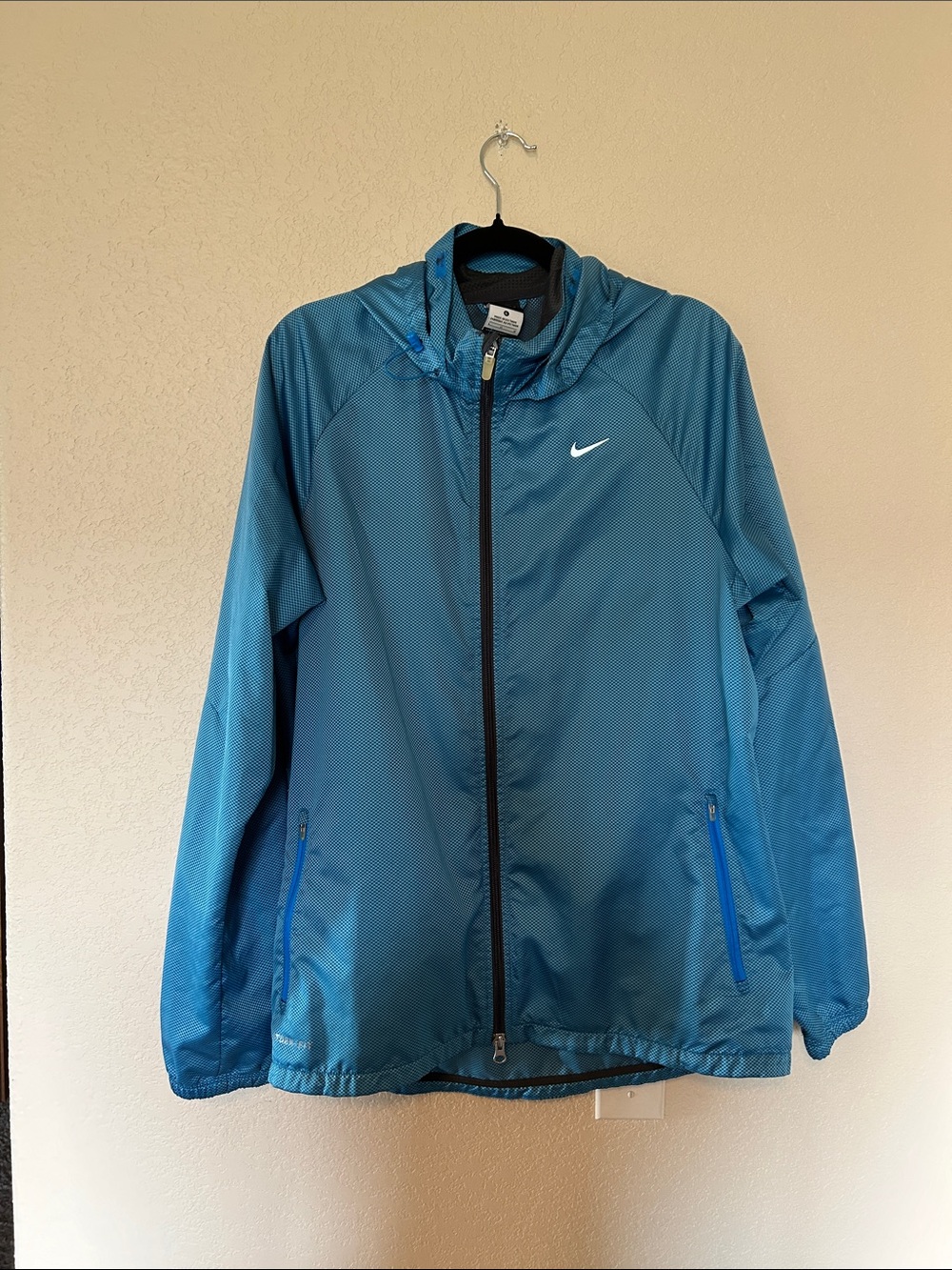 Nike Storm-FIT Hooded Running Jacket Blue Full Zip Windbreaker Women’s Large
